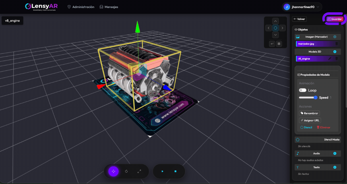 Paso 5: Guardado del proyecto en la barra superior derecha del editor