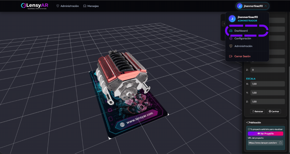 Paso 7: Navegación de regreso al Dashboard desde el menú de perfil